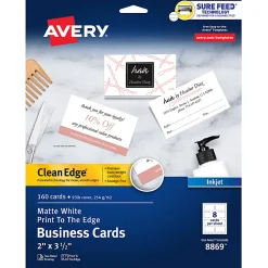 Avery® Clean Edge® Printable Print-To-The_Edge Business Cards With Sure Feed® Technology, 2