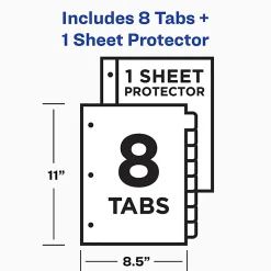Avery® Clear Easy View Durable Plastic Dividers For 3 Ring Binders, 8-1/2" x 11", 8-Tab, Bright Multicolor, 1 Set