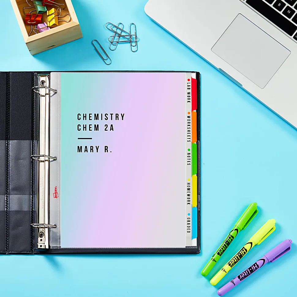 Avery® Clear Easy View Durable Plastic Dividers For 3 Ring Binders, 8-1/2" x 11", 5-Tab, Bright Multicolor, 1 Set