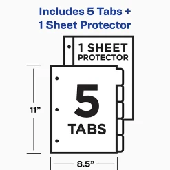 Avery® Clear Easy View Durable Plastic Dividers For 3 Ring Binders, 8-1/2