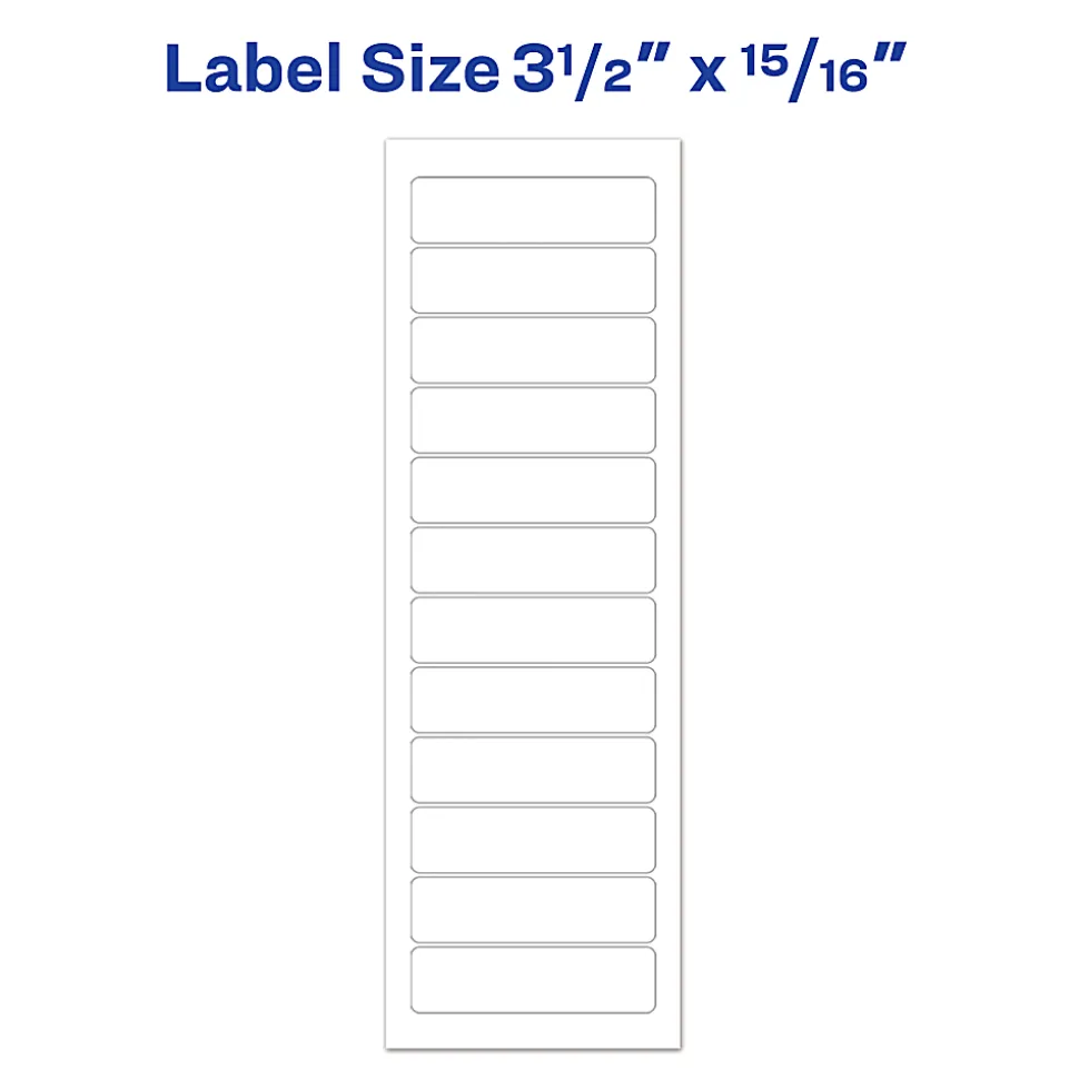Avery® Continuous Form Permanent Address Labels, 4013, Rectangle, 3 1/2" x 15/16", White, Pack Of 5,000