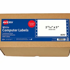 Avery® Continuous Form Permanent Address Labels, 4076, Rectangle, 5