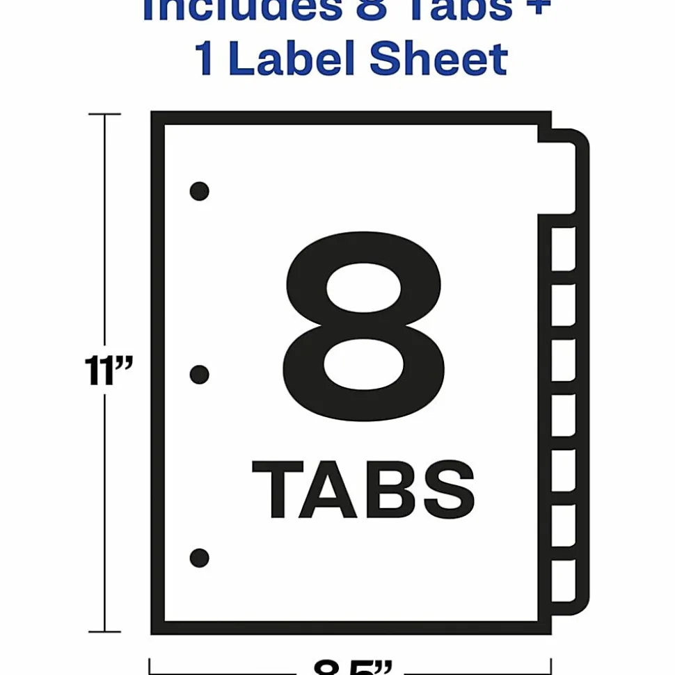 Avery® Customizable Index Maker® Dividers For 3 Ring Binder, Easy Print & Apply Clear Label Strip, 8 Tab, White, 1 Set