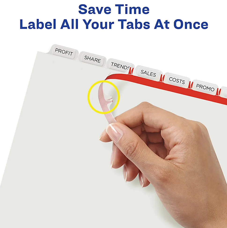 Avery® Customizable Index Maker® Dividers For 3 Ring Binder, Easy Print & Apply Clear Label Strip, 8 Tab, White, 1 Set