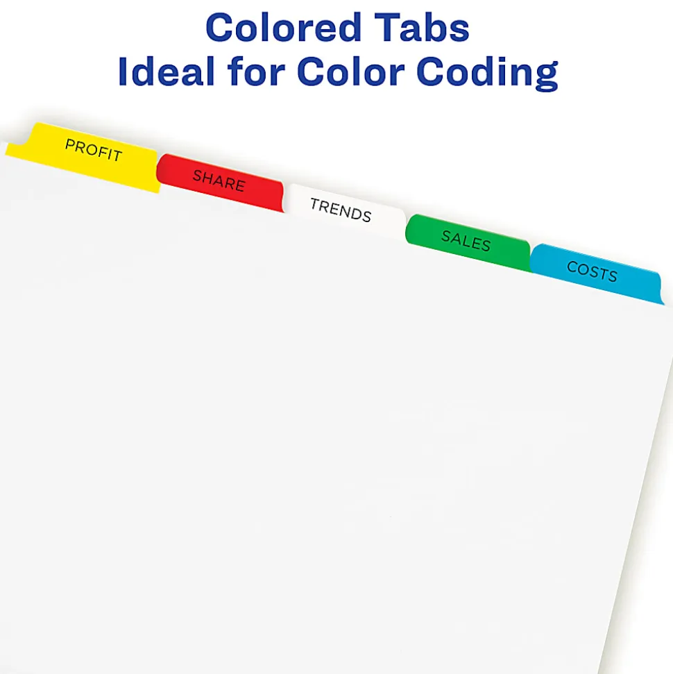 Avery® Customizable Index Maker® Dividers For 3 Ring Binder, Easy Print & Apply Clear Label Strip, 5 Tab, Multicolor, Box Of 25 Sets