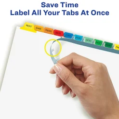 Avery® Customizable Index Maker® Dividers For 3 Ring Binder, Easy Print & Apply Clear Label Strip, 12 Tab, Multicolor, Pack Of 5 Sets