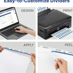 Avery® Customizable Index Maker® Dividers For 3 Ring Binder, Easy Print & Apply Clear Label Strip, 3 Tab, White, Pack Of 5 Sets