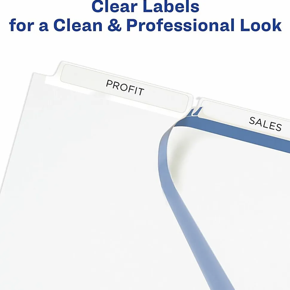 Avery® Customizable Index Maker® Dividers For 3 Ring Binder, Easy Print & Apply Clear Label Strip, 3 Tab, White, Pack Of 5 Sets