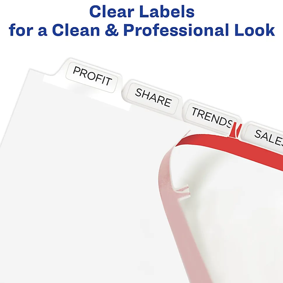 Avery® Customizable Index Maker® Extra-Wide Dividers For 3 Ring Binder, Easy Print & Apply Clear Label Strip, 8 Tab, Pack Of 5 Sets