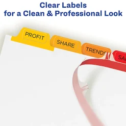 Avery® Customizable Index Maker® Dividers For 3 Ring Binder, Easy Print & Apply Clear Label Strip, 5 Tab, Multicolor, Pack Of 5 Sets