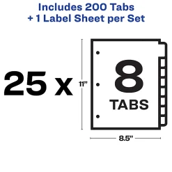 Avery® Customizable Index Maker® Dividers For 3 Ring Binder, Easy Print & Apply Clear Label Strip, 5 Tab, Multicolor, Pack Of 5 Sets