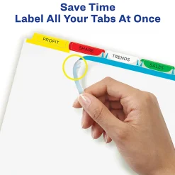 Avery® Customizable Index Maker® Dividers For 3 Ring Binder, Easy Print & Apply Clear Label Strip, 5 Tab, Multicolor, Pack Of 5 Sets