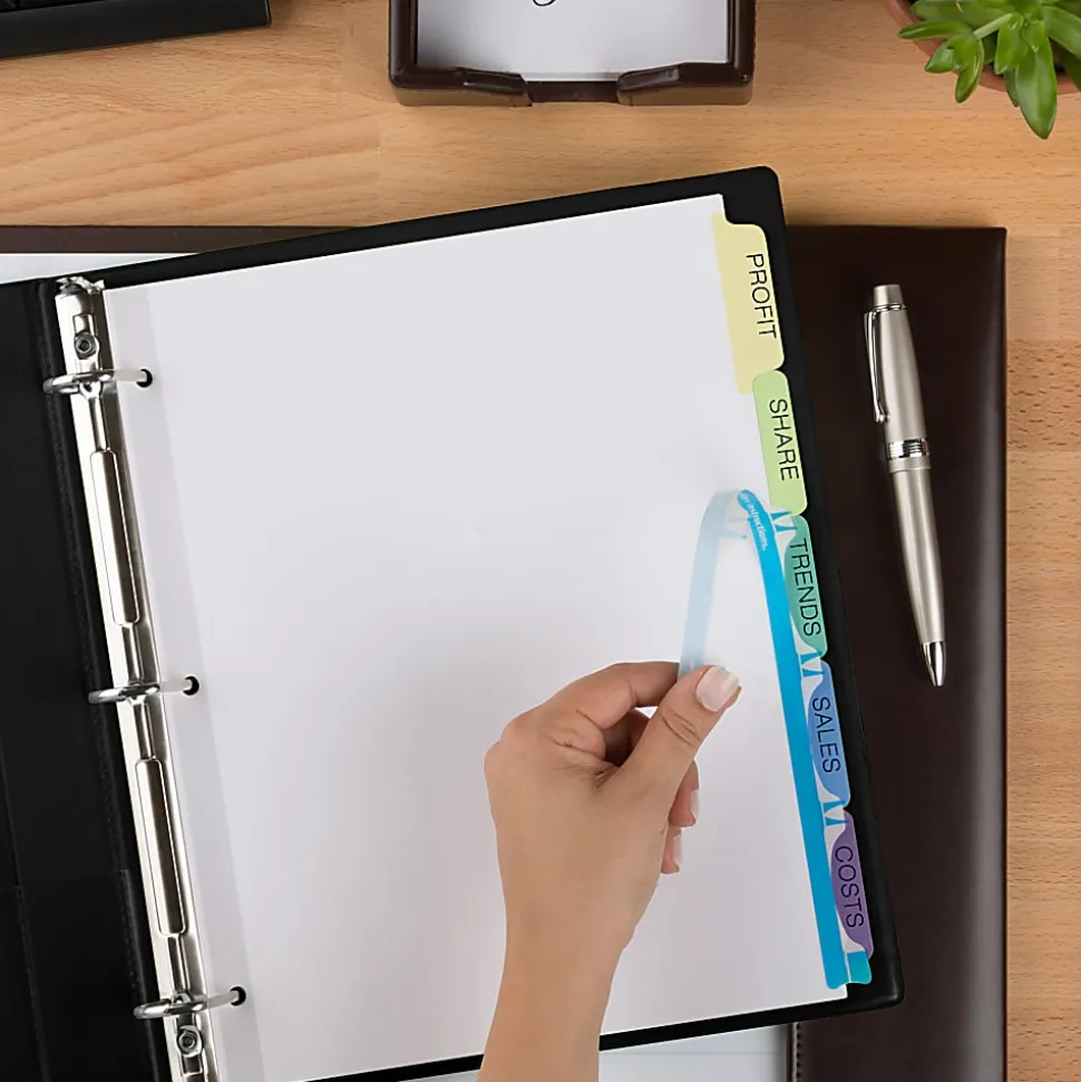Avery® Customizable Index Maker® Dividers For 3 Ring Binder, Easy Print & Apply Clear Label Strip, 5 Tab, Pastel Tabs, Pack Of 5 Sets