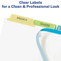 Avery® Customizable Index Maker® Dividers For 3 Ring Binder, Easy Print & Apply Clear Label Strip, 5 Tab, Pastel Tabs, Pack Of 5 Sets