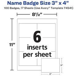 Avery® Customizable Name Badges With Clips, Rectangle, 74541, 3