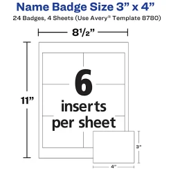 Avery® Customizable Name Badges With Magnets, Rectangle, 8780, 3