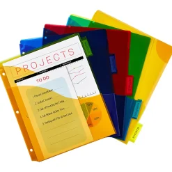 Avery® Dividers for 3 Ring Binders, 5-Tab Binder Dividers, Three-Pocket Plastic Binder Dividers , Multicolor, 1 Set (11273)