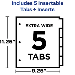 Avery® Dividers for 3 Ring Binders, 5-Tab Binder Dividers, Two-Pocket Plastic Binder Dividers, Insertable Big Tab™, Multicolor, 1 Set (11906)