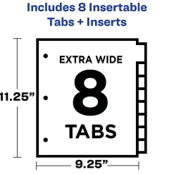 Avery® Dividers for 3 Ring Binders, 8-Tab Binder Dividers, Plastic Binder Dividers with Pockets, 1 Set (07709)
