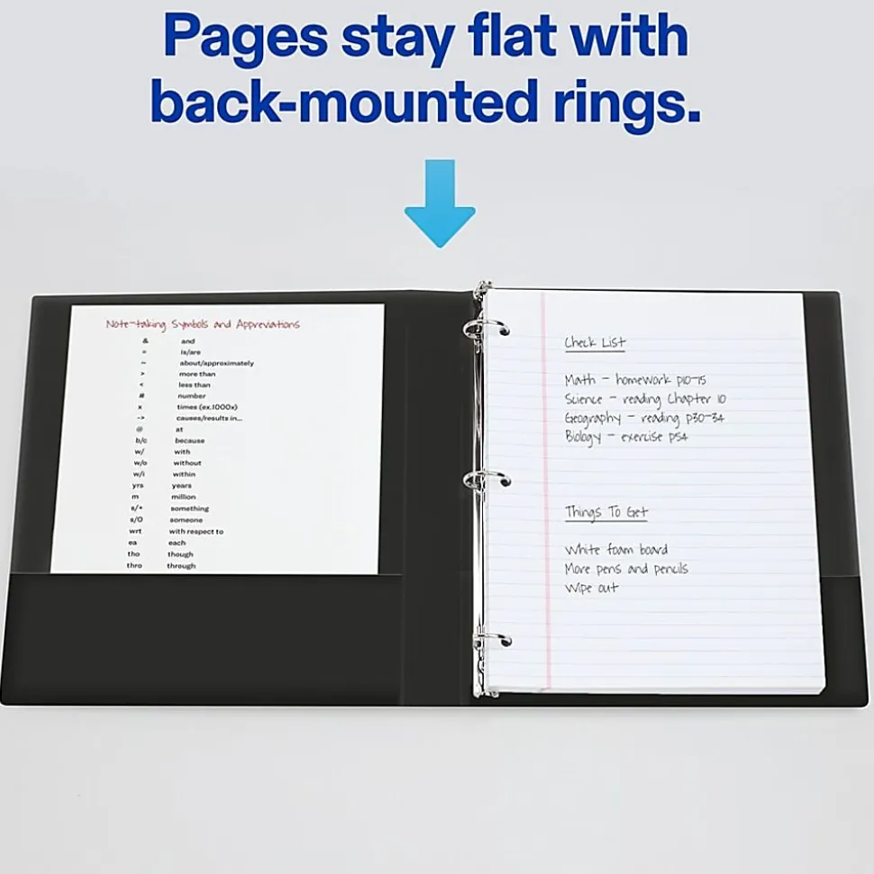 Avery® Durable 3-Ring Binder, 2" Round Rings, Half Letter (5-1/2" x 8-1/2"), 45% Recycled, Black