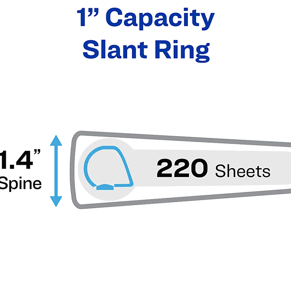 Avery® Durable View 3 Ring Binders, 1" Slant Rings, Black, Pack Of 4