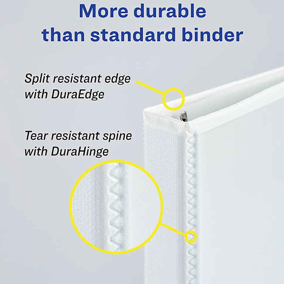 Avery® Durable View 3 Ring Binder, 1" Slant Rings, White, 1 Binder