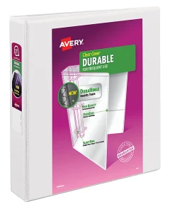 Avery® Durable View 3 Ring Binder, 4" EZD® Rings, White, 6 Binders