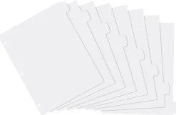 Avery® Durable Write-On Plastic Dividers With Erasable Tabs, 8 1/2" x 11", White, 8 Tabs