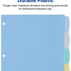 Avery® Durable Write-On Plastic Dividers With Erasable Tabs, 8 1/2" x 11", Multicolor, 5 Tabs