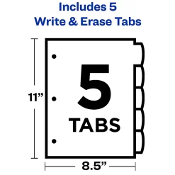 Avery® Durable Write-On Plastic Dividers With Erasable Tabs, 8 1/2