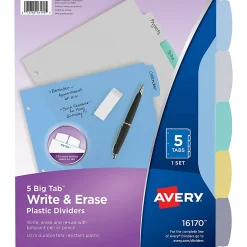 Avery® Durable Write-On Plastic Dividers With Erasable Tabs, 8 1/2