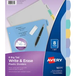 Avery® Durable Write-On Plastic Dividers With Erasable Tabs, 8 1/2