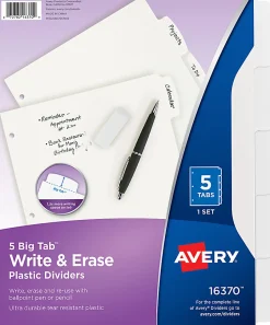 Avery® Durable Write-On Plastic Dividers With Erasable Tabs, 8 1/2