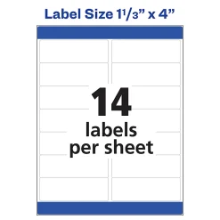 Avery® Easy Peel® Address Labels With Sure Feed® Technology, 8462, Rectangle, 1-1/3" x 4", White, Box Of 1,400