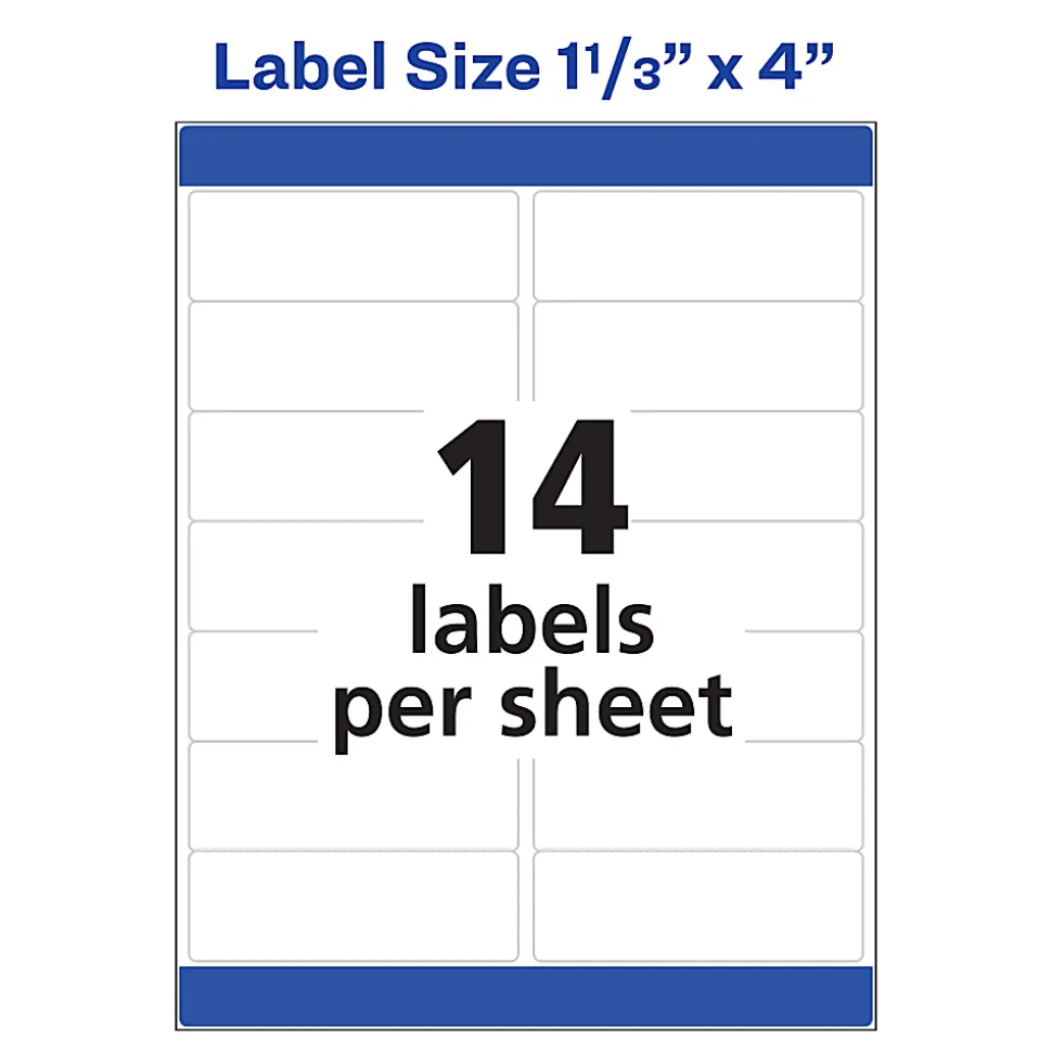 Avery® Easy Peel® Address Labels With Sure Feed® Technology, 5262, Rectangle, 1-1/3" x 4", Matte White, Pack Of 350