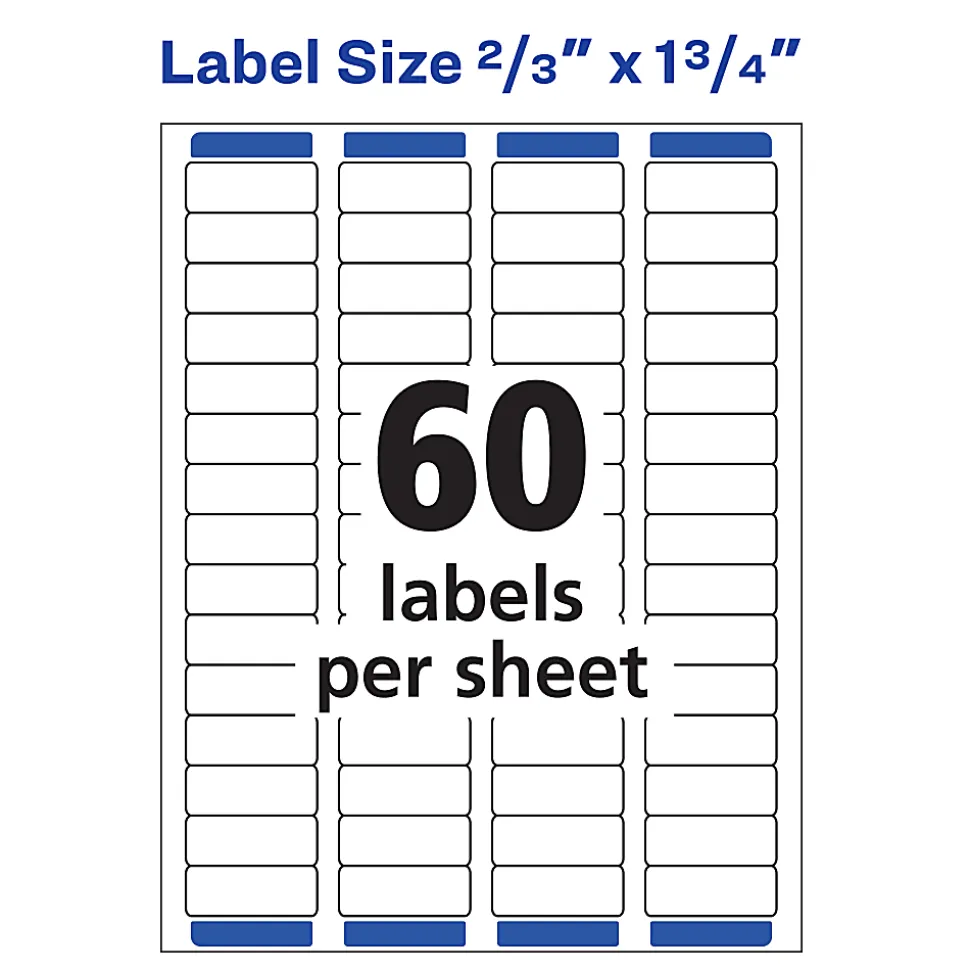 Avery® Easy Peel® Address Labels With Sure Feed® Technology, 5195, Rectangle, 2/3" x 1-3/4", Matte White, Pack Of 1,500