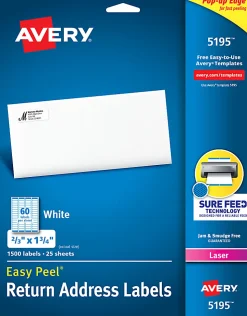 Avery® Easy Peel® Address Labels With Sure Feed® Technology, 5195, Rectangle, 2/3