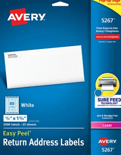 Avery® Easy Peel® Address Labels With Sure Feed® Technology, 5267, Rectangle, 1/2