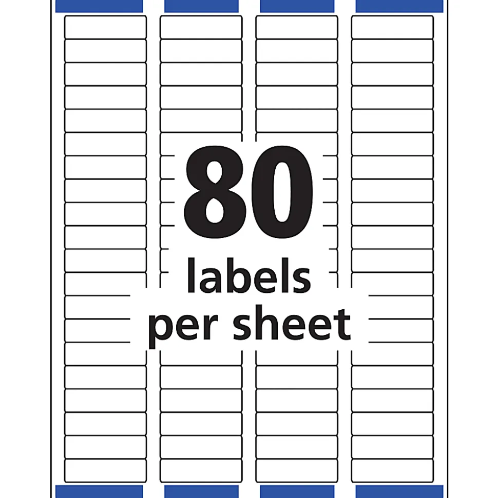 Avery® Easy Peel® Address Labels With Sure Feed® Technology, 5267, Rectangle, 1/2" x 1-3/4", Matte White, Pack Of 2,000
