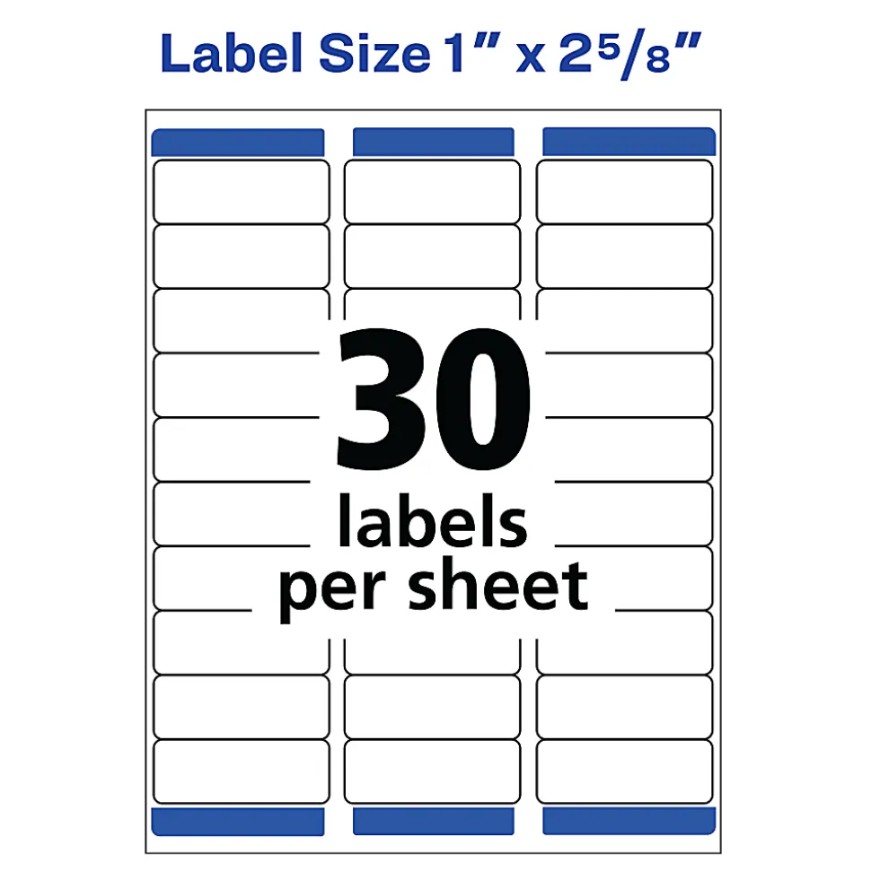 Avery® Easy Peel® Address Labels With Sure Feed® Technology, 5160, Rectangle, 1" x 2-5/8", Matte White, Box Of 3,000