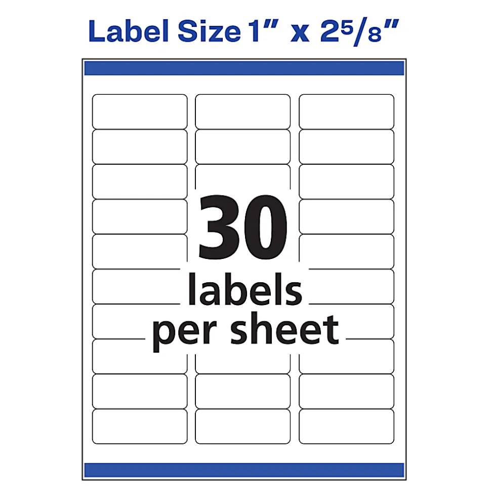 Avery® Easy Peel® Address Labels With Sure Feed® Technology, 8160, Rectangle, 1" x 2-5/8", Matte White, Pack Of 750