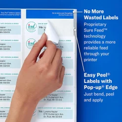 Avery® Easy Peel® Address Labels With Sure Feed® Technology, 5167, Rectangle, 1/2