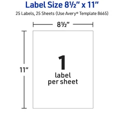 Avery® Easy Peel® Clear Full-Sheet Labels, 8665, Full Sheet, 8 1/2
