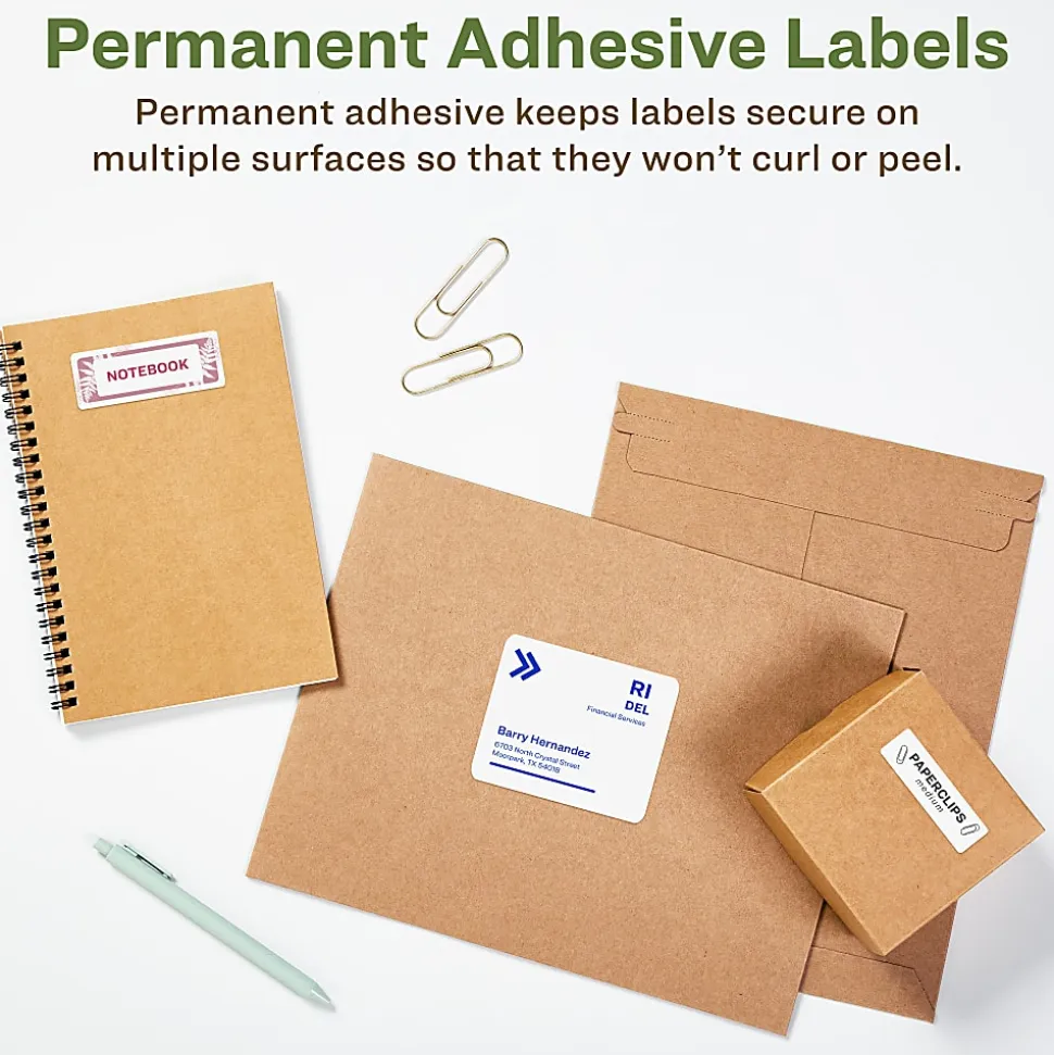 Avery® EcoFriendly Address Labels, 48160, Rectangle, 1" x 2-5/8", White, Pack Of 750 Labels