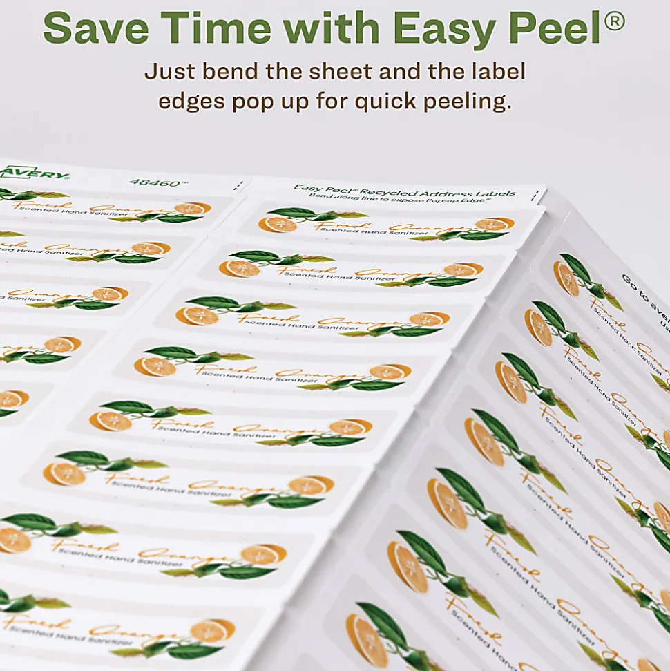 Avery® EcoFriendly Address Labels, 48460, Rectangle, 1" x 2-5/8", White, Pack Of 3,000