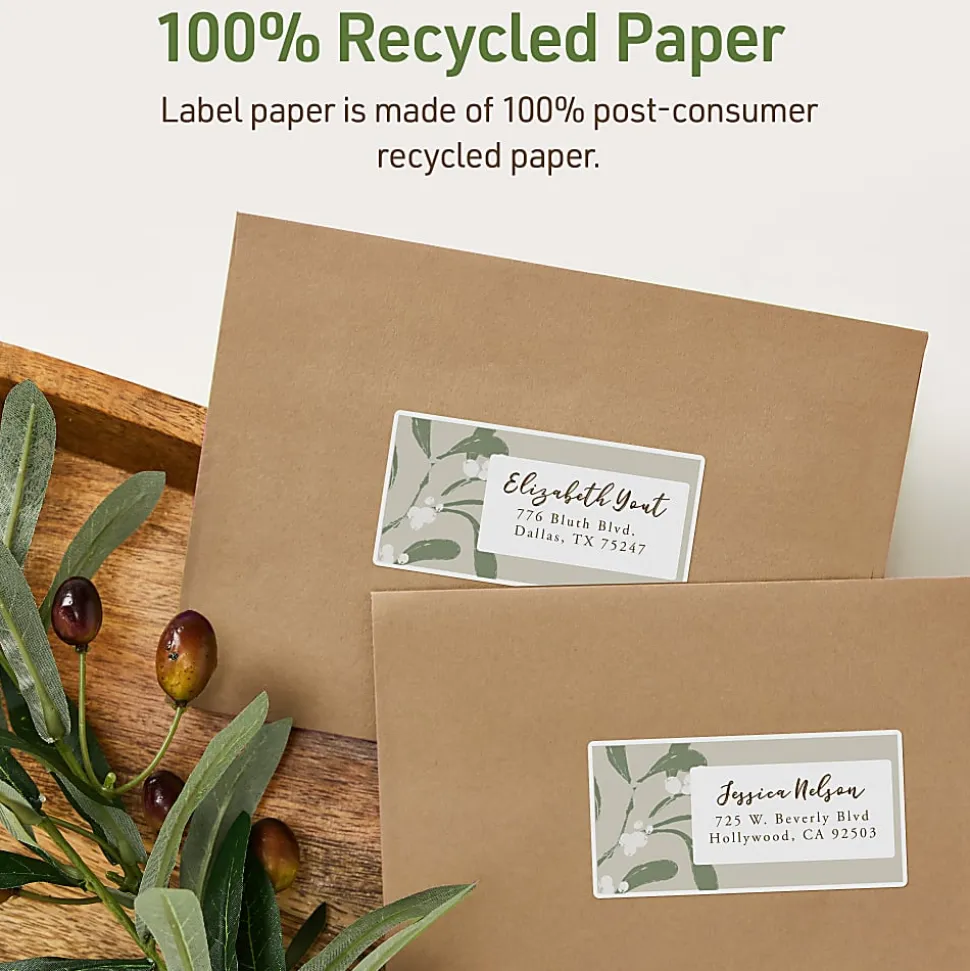 Avery® EcoFriendly Permanent Shipping Labels, 48163, 2" x 4", 100% Recycled, White, Box Of 1,000