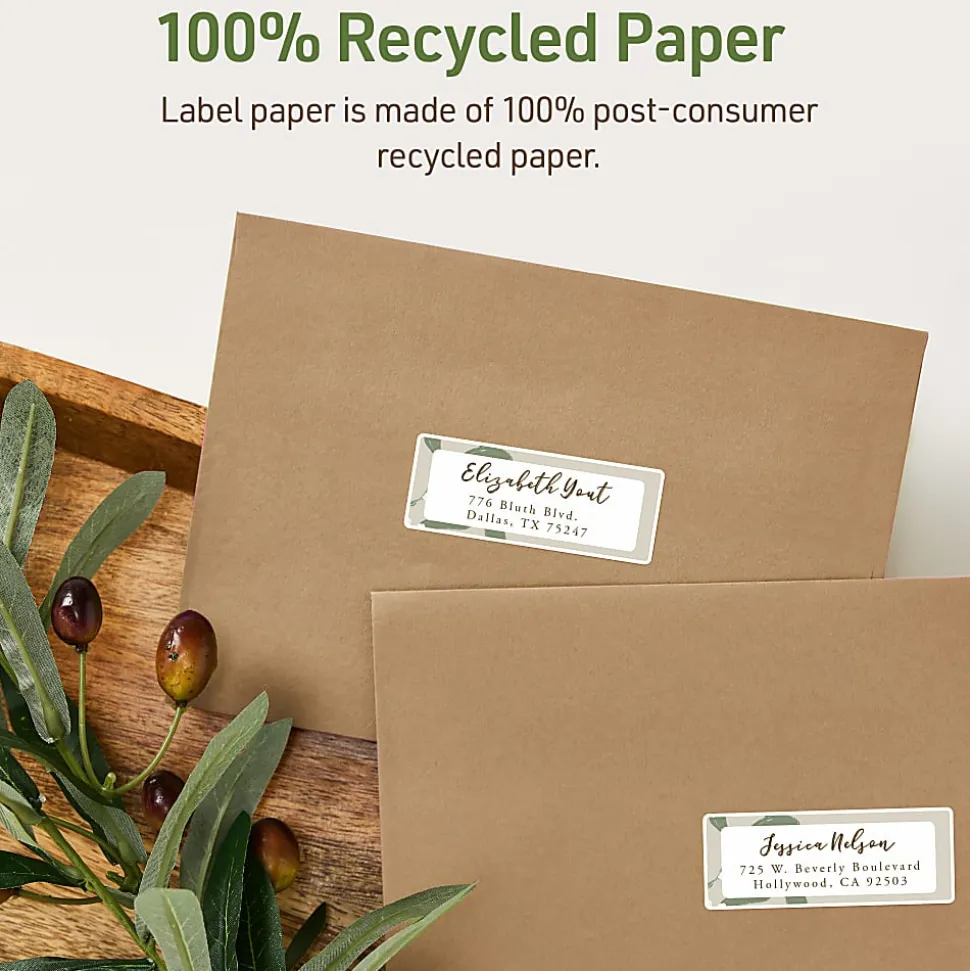 Avery® EcoFriendly Recycled Labels, Rectangle, 2/3" x 1-3/4", Matte White, Pack Of 600