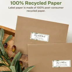 Avery® EcoFriendly Recycled Labels, Rectangle, 1" x 2-5/8", Matte White, Pack Of 300