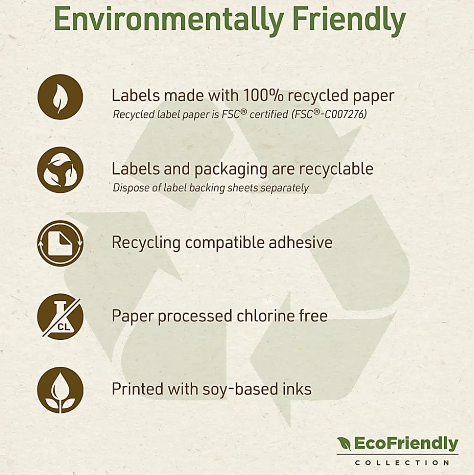 Avery® EcoFriendly Recycled Labels, Rectangle, 5-1/2" x 8-1/2", Matte White, Pack Of 20