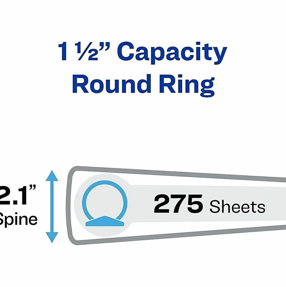Avery® Economy View Binder, 1 1/2" Ring, 8 1/2" x 11", White, Pack Of 4